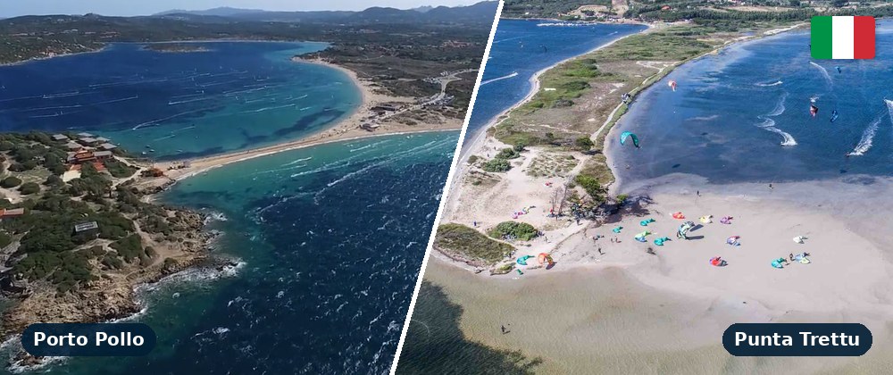 Kitesurfing in Sardinia: the two bays of Porto Pollo and the shallow lagoon at Punta Trettu